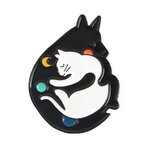 Astral Black Dog/White Cat Enamel Lapel Pin NWOT